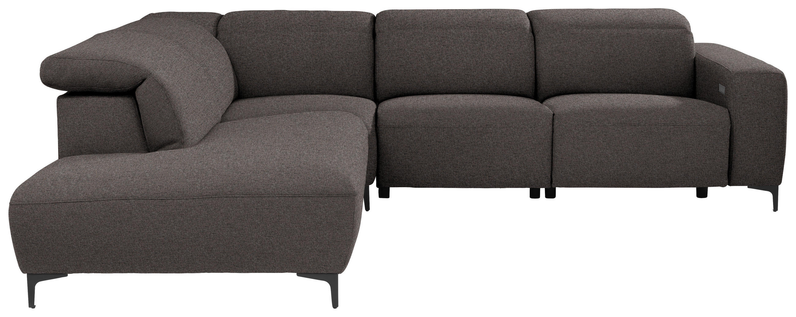 ECKSOFA Dunkelbraun Flachgewebe  - Dunkelbraun/Schwarz, Design, Textil/Metall (238/290cm) - Pure Home Lifestyle