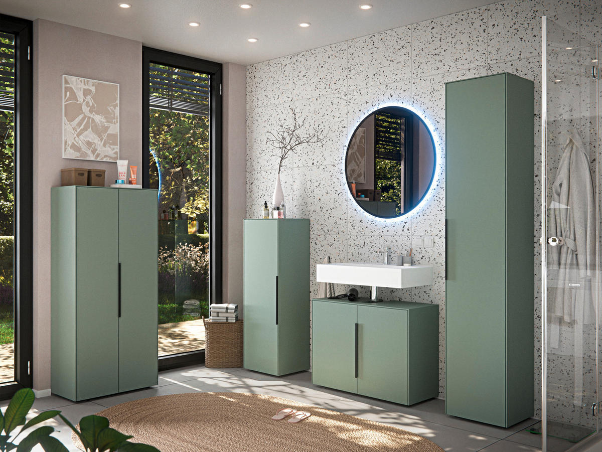 WASCHBECKENUNTERSCHRANK 80/60/33 cm  - Schwarz/Grün, Design, Holzwerkstoff/Kunststoff (80/60/33cm) - home24