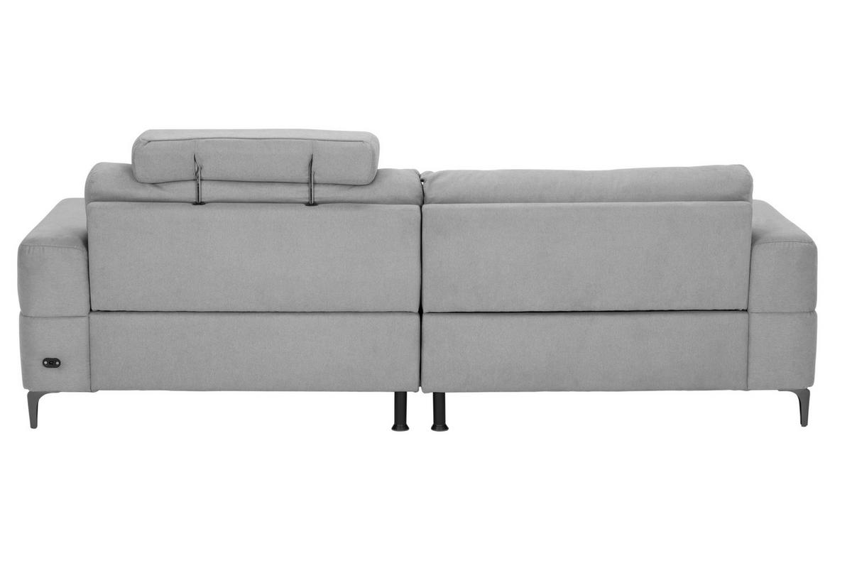 ECKSOFA in Mikrofaser Hellgrau  - Silberfarben/Hellgrau, Design, Textil/Metall (161/242cm) - Livetastic