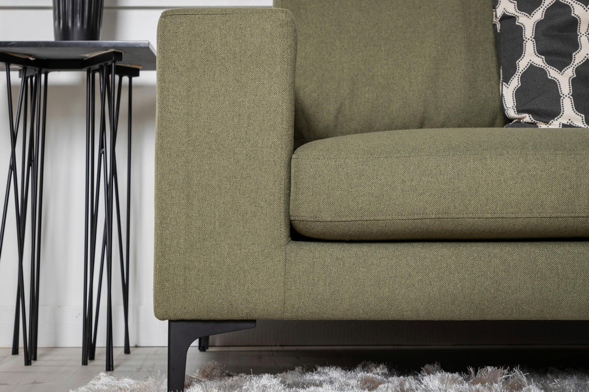 2-SITS SOFFA i metall, plast, textil svart, olivgrön  - olivgrön/svart, Design, metall/textil (215/84/88cm) - Livetastic
