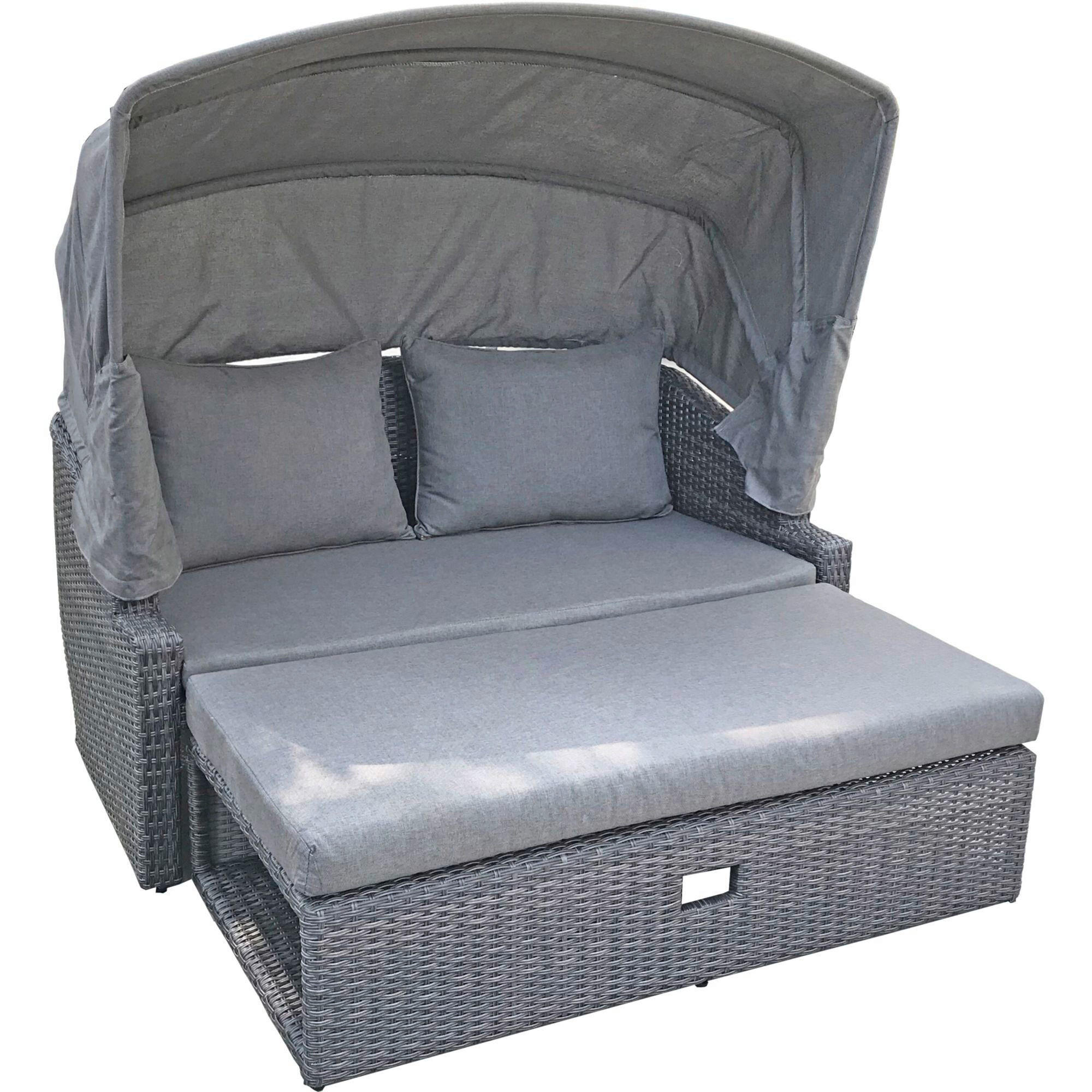 LOUNGESOFA 144/74/146 cm Aluminium  - Dunkelgrau/Grau, Basics, Kunststoff/Textil (144/74/146cm) - Gardenson