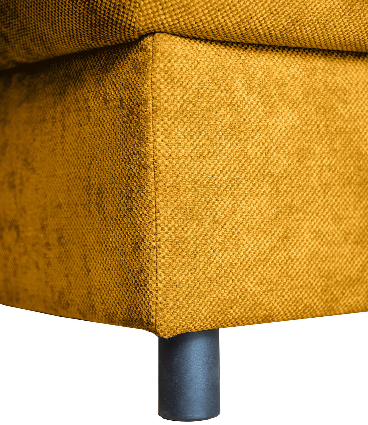 ECKSOFA in Flachgewebe Senfgelb  - Senfgelb/Schwarz, KONVENTIONELL, Textil/Metall (252/162cm) - Carryhome