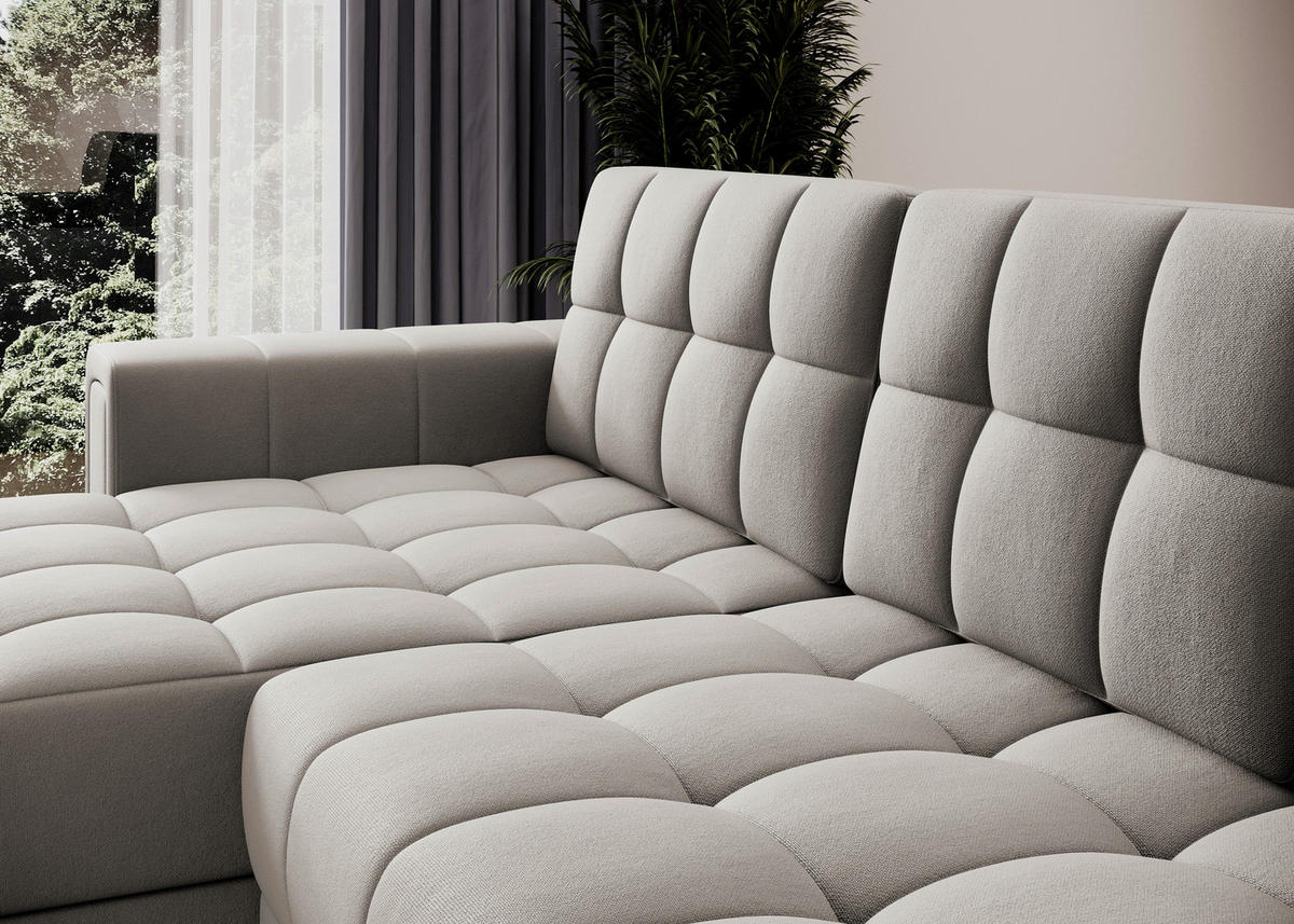 ECKSOFA Plüsch Beige  - Beige, Design, Kunststoff/Textil (260/150cm) - MID.YOU