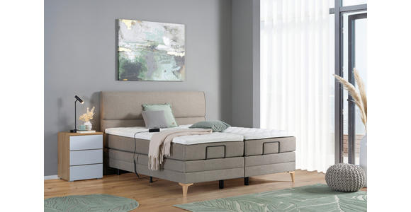 BOXSPRINGBETT 180/200 cm  in Hellbraun  - Chromfarben/Hellbraun, KONVENTIONELL, Kunststoff/Textil (180/200cm) - Voleo