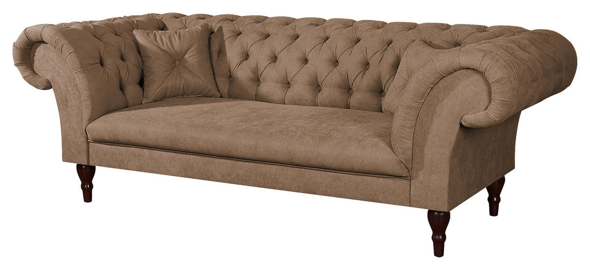 3-SITZER-SOFA Mikrofaser Cappuccino  - Braun/Cappuccino, Design, Holz/Textil (232/79/97cm) - Livetastic