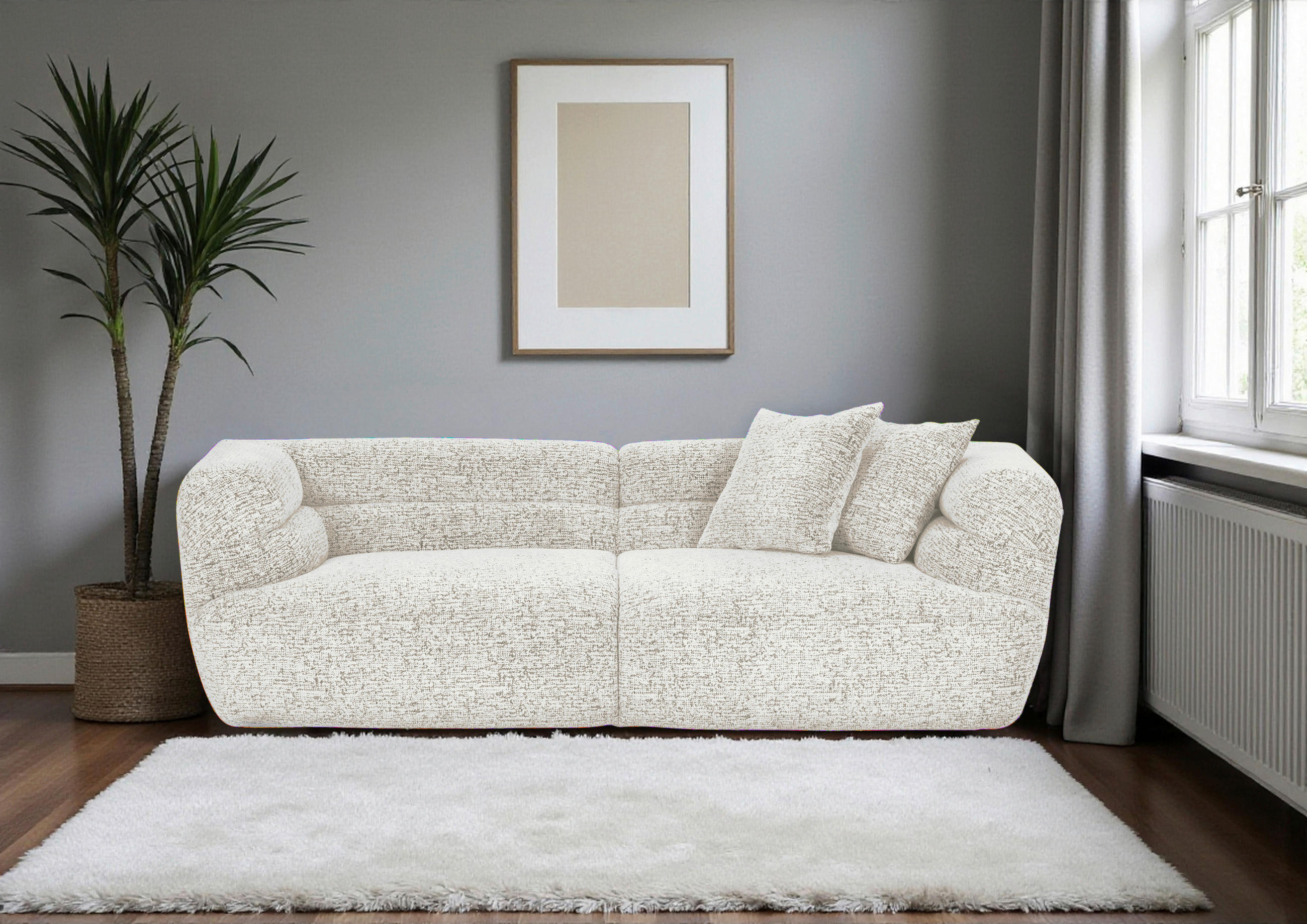 BIGSOFA Chenille Creme, Beige  - Beige/Creme, KONVENTIONELL, Kunststoff/Textil (240/75/105cm) - Carryhome