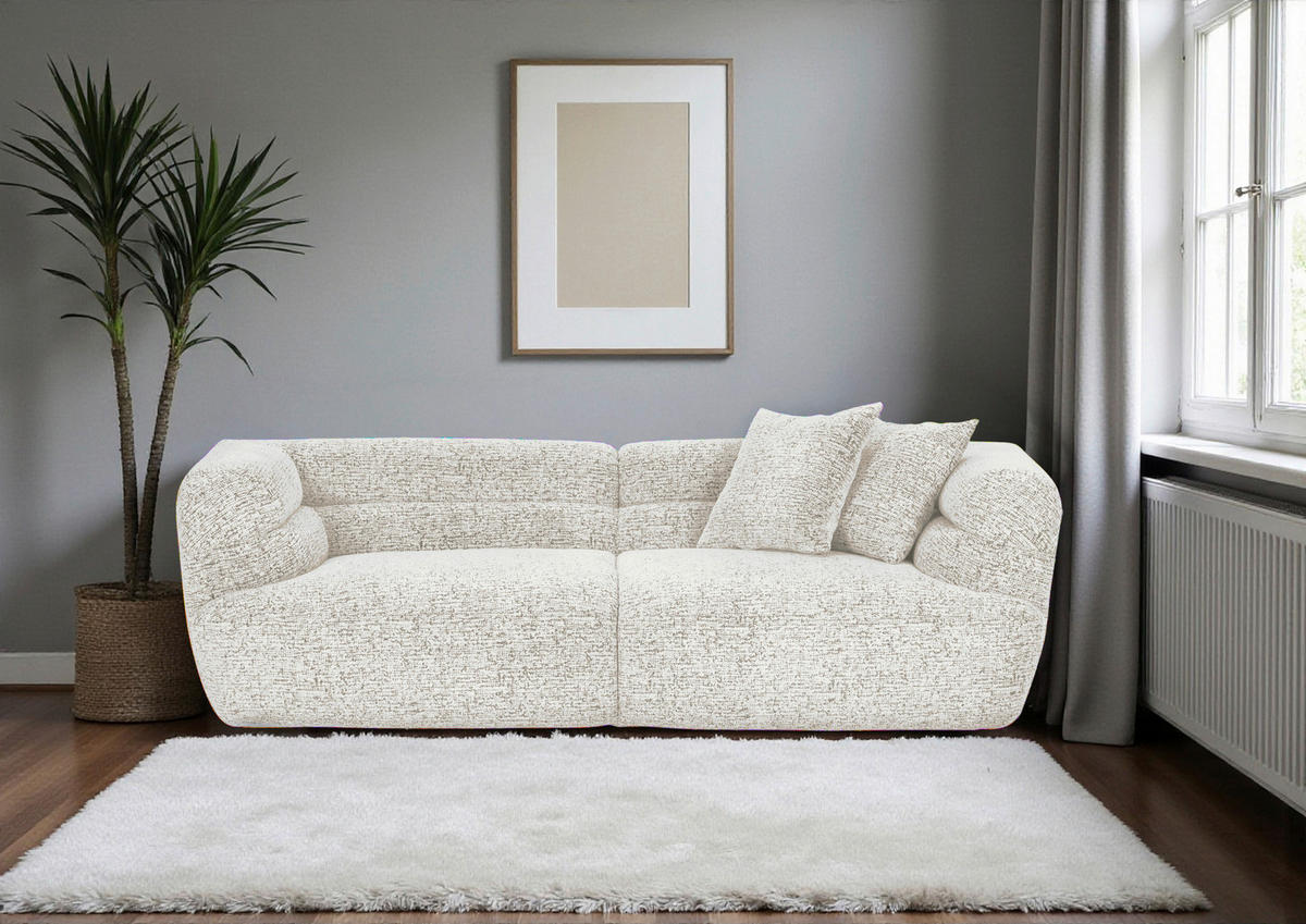 BIGSOFA Chenille Creme, Beige  - Beige/Creme, KONVENTIONELL, Kunststoff/Textil (240/75/105cm) - Carryhome