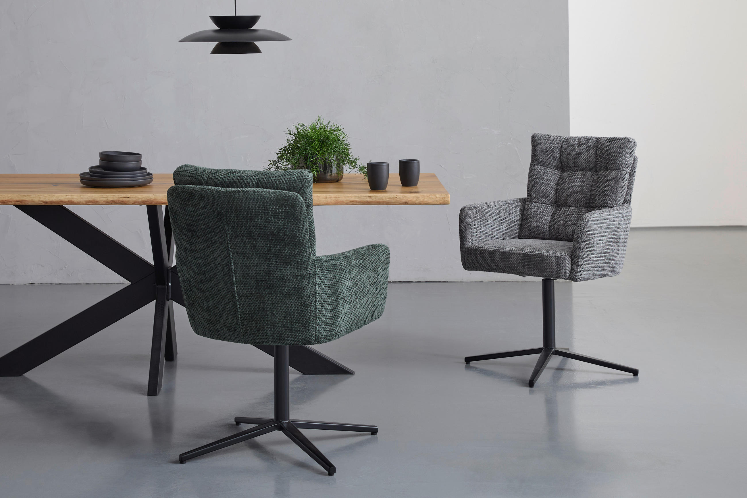 ŽIDLE S PODRUČKAMI, železo, žinylka, šedá, černá - šedá/černá, Design, kov/textil (61/91,5/66cm) - Stylife