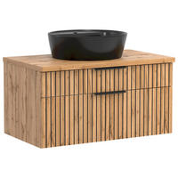 WASCHTISCHKOMBI 80 cm  - Eiche Wotan/Schwarz, MODERN, Holzwerkstoff/Stein (80cm) - Held