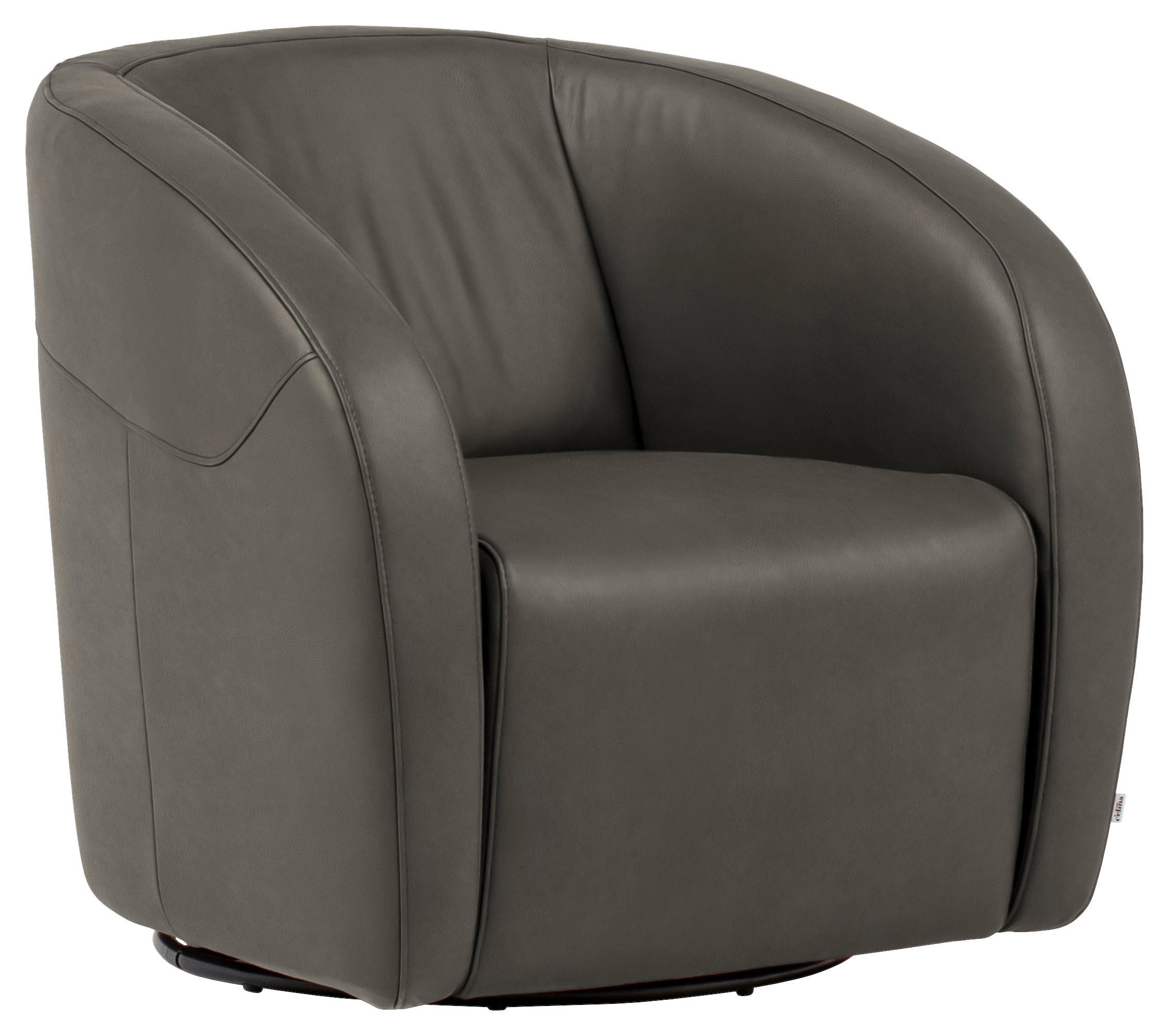 SESSEL in Echtleder Grau  - Schwarz/Grau, Design, Leder/Kunststoff (80/78/82cm) - Celina