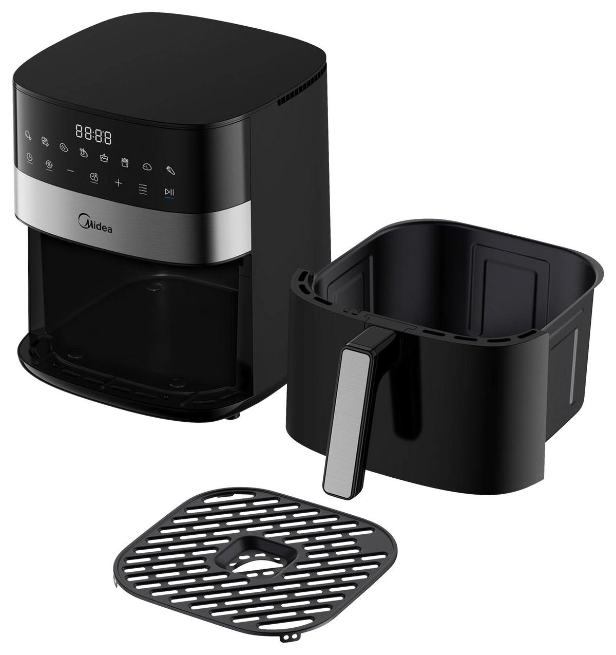 HEIßLUFTFRITTEUSE Airfryer MF-CN65E2 6.3 l  - Silberfarben/Schwarz, Basics, Kunststoff (38,7/30,0/27,1cm) - Midea