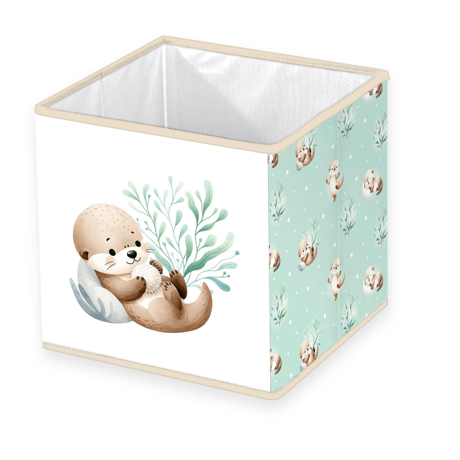 AUFBEWAHRUNGSBOX     - Weiß/Mintgrün, Basics, Textil (30/30/30cm) - baby best