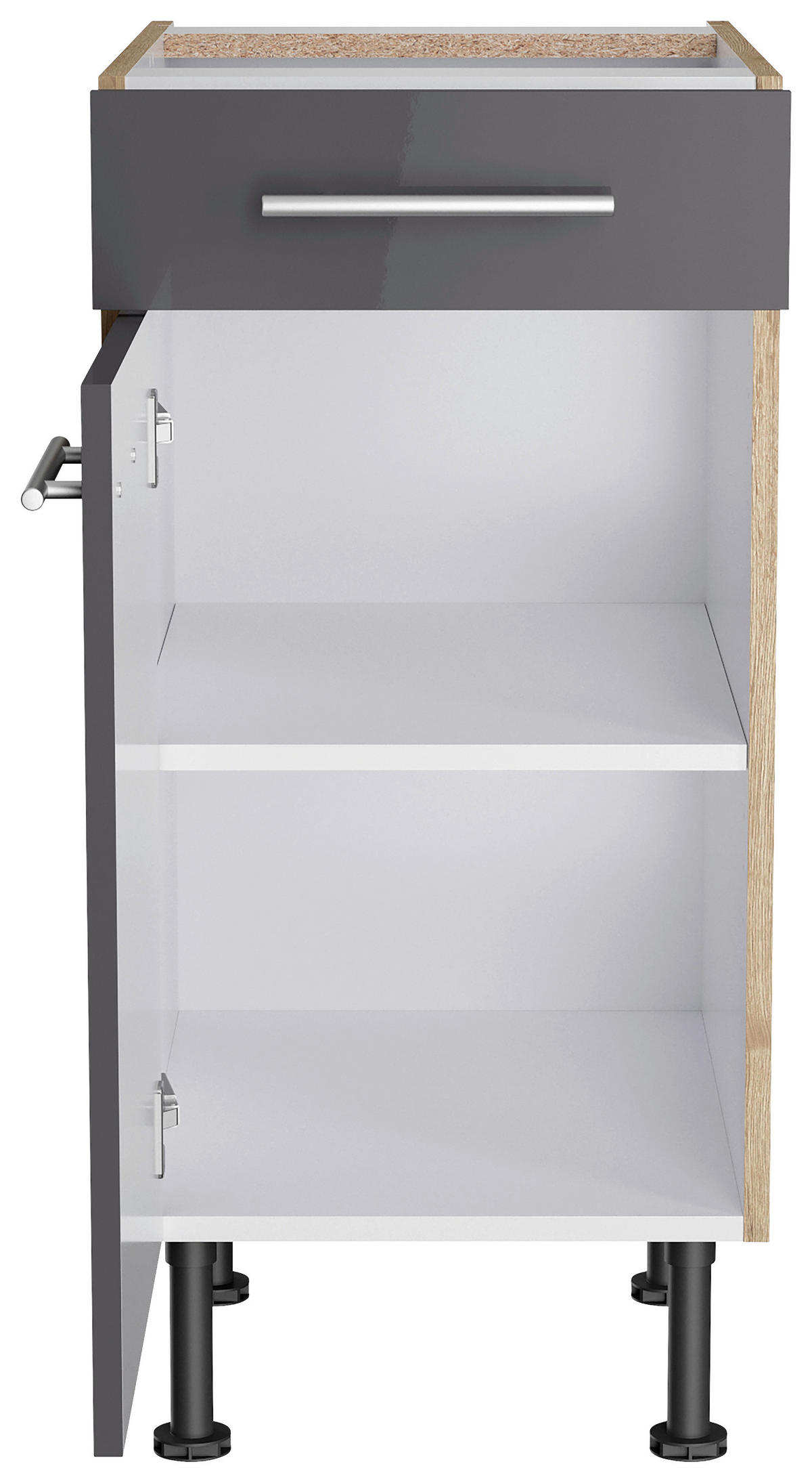 KÜCHENLEERBLOCK 270 cm   in Anthrazit, Eichefarben  - Edelstahlfarben/Eichefarben, Basics, Holzwerkstoff/Metall (270cm) - Optifit