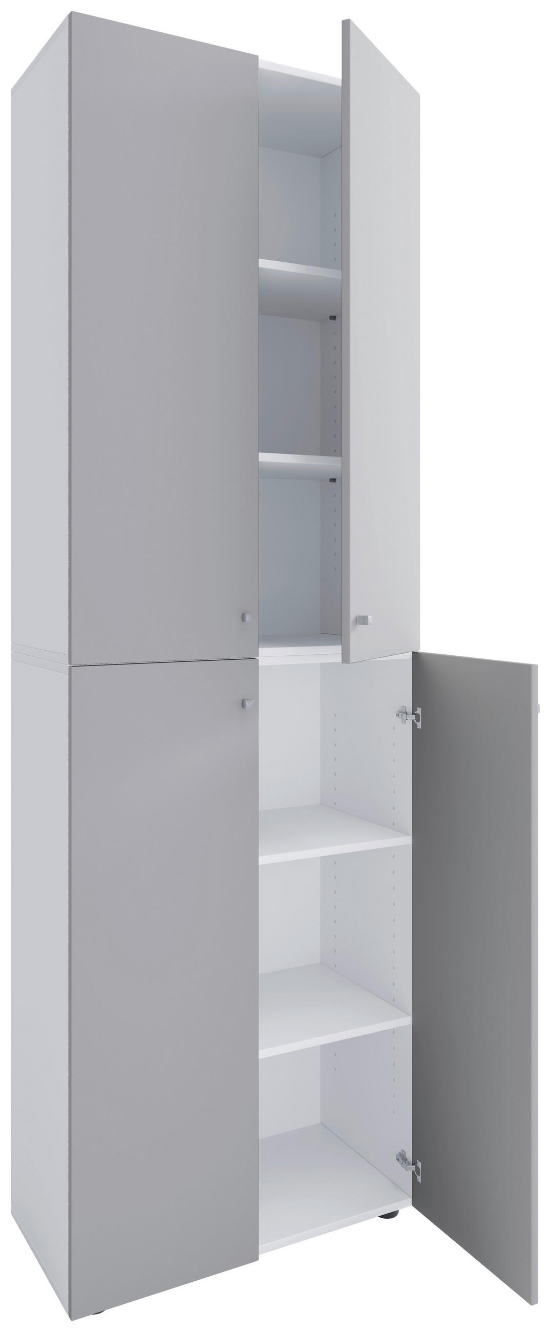 SCHUHSCHRANK Grau, Weiß  - Silberfarben/Schwarz, Design, Holzwerkstoff/Kunststoff (70/220/40cm) - MID.YOU