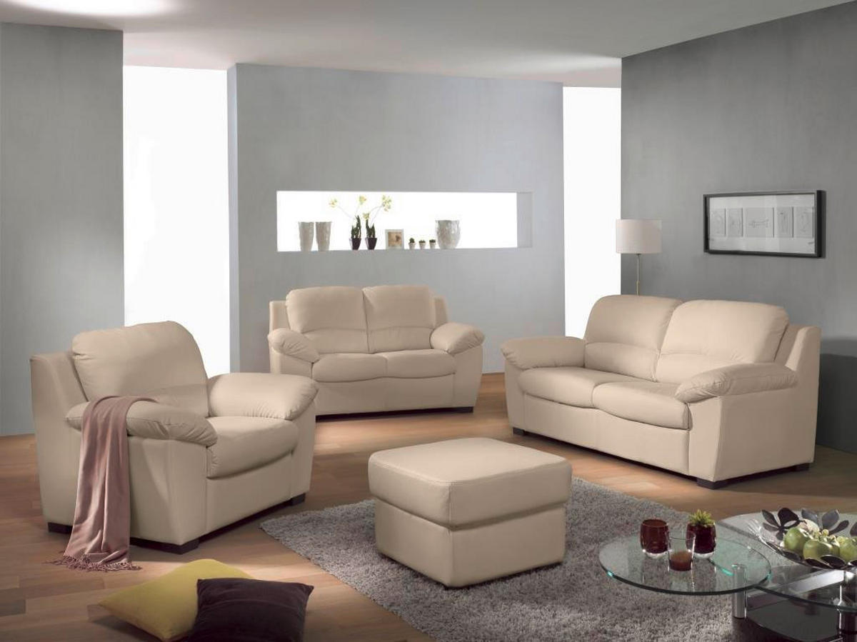 2-SITZER-SOFA in Lederlook Beige  - Beige/Schwarz, Konventionell, Kunststoff/Textil (145/90/90cm) - MID.YOU