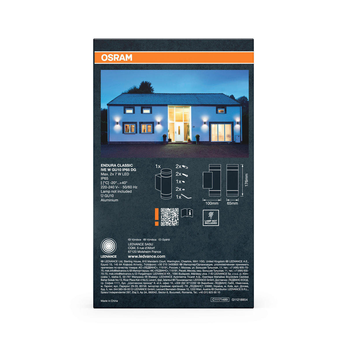 AUßENLEUCHTE 6,5/10/17,6 cm   - Dunkelgrau, Basics, Kunststoff/Metall (6,5/10/17,6cm) - Osram