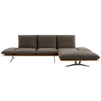 ECKSOFA 314/159 cm  in Flachgewebe Dunkelbraun Armteilverstellung, Kopfteilverstellung  314/159 cm  - Dunkelbraun/Schwarz, Design, Holz/Textil (314/159cm) - Dieter Knoll