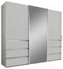 SCHWEBETÜRENSCHRANK 250/236/67 cm 3-türig  - Chromfarben/Weiß, Design, Glas/Holzwerkstoff (250/236/67cm) - Novel