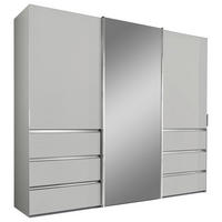 SCHWEBETÜRENSCHRANK in Weiss  - Chromfarben/Weiss, Design, Glas/Holzwerkstoff (250/217/67cm) - Novel
