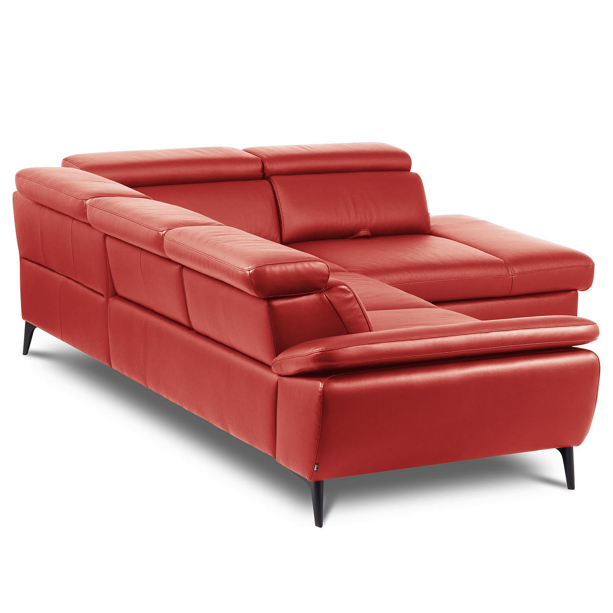 ECKSOFA Lederlook Echtleder Rot  - Rot/Schwarz, Design, Leder/Textil (274/220cm) - Livetastic