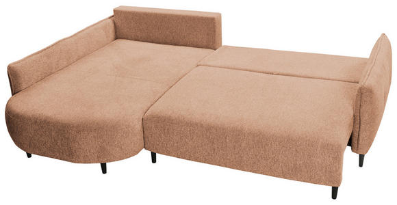 ECKSOFA Dunkelorange Chenille  inkl. Zierkissen, Rückenkissen, Nierenkissen, Bettkasten  - Dunkelorange/Schwarz, MODERN, Textil/Metall (200/285cm) - Carryhome