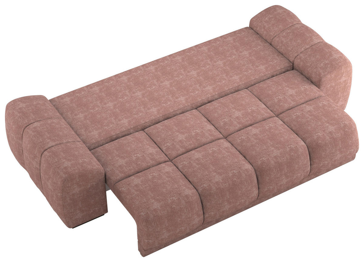 BIGSOFA Chenille Rosa  - Schwarz/Rosa, KONVENTIONELL, Kunststoff/Textil (266/89/104cm) - Carryhome