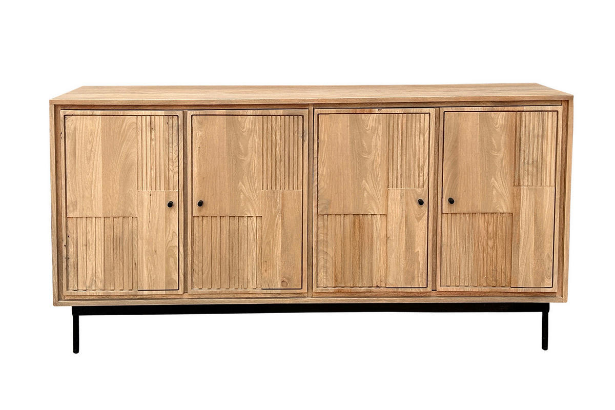 SIDEBOARD 160/80/40 cm  - Schwarz/Naturfarben, Design, Holz/Metall (160/80/40cm) - MID.YOU