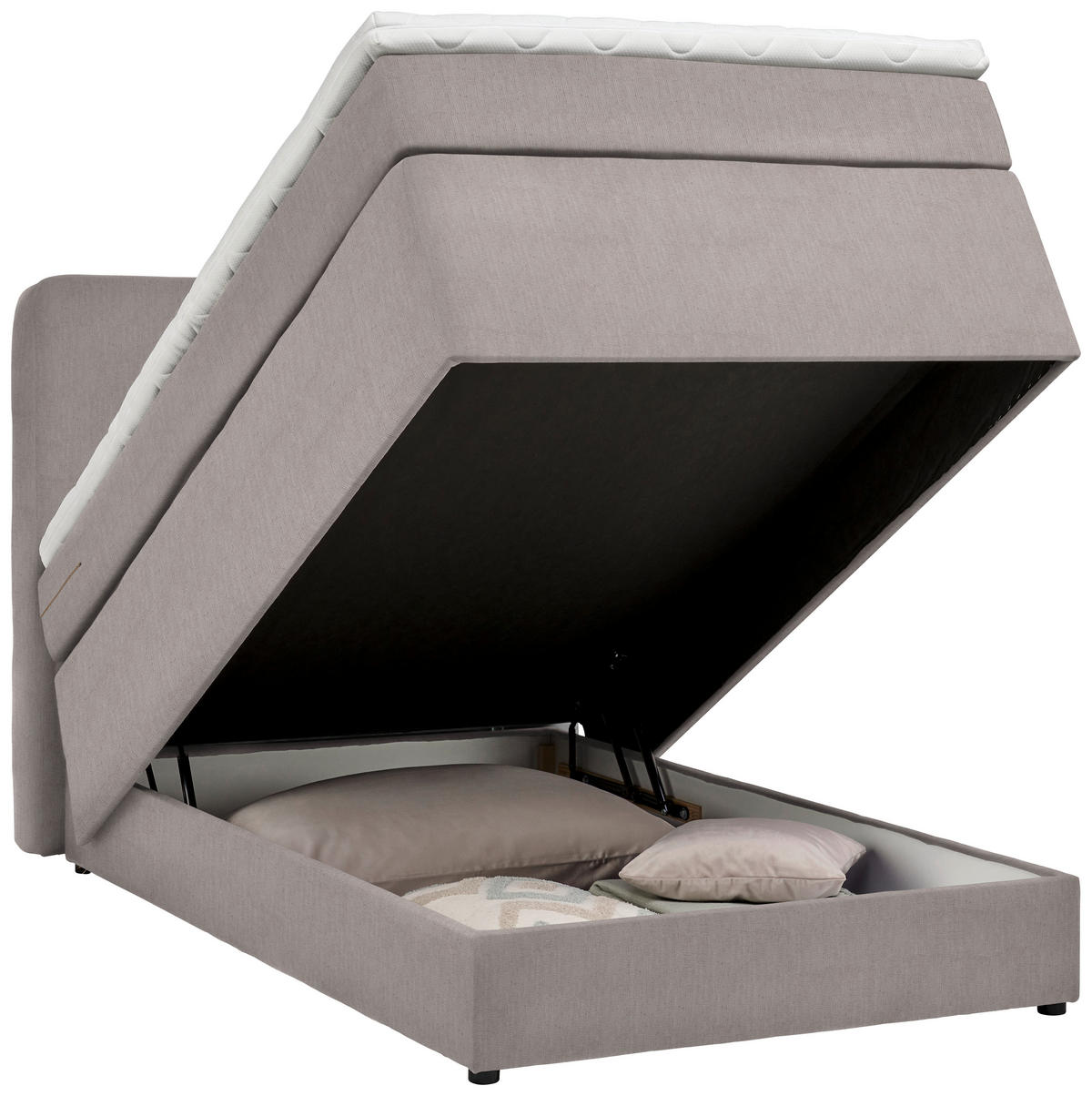 BOXSPRINGBETT 140/200 cm  in Beige  - Beige/Schwarz, Konventionell, Kunststoff/Textil (140/200cm) - Moderano