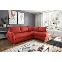 ECKSOFA Rot Echtleder Lederlook  - Buchefarben/Rot, Design, Leder/Holz (227/168cm) - Livetastic