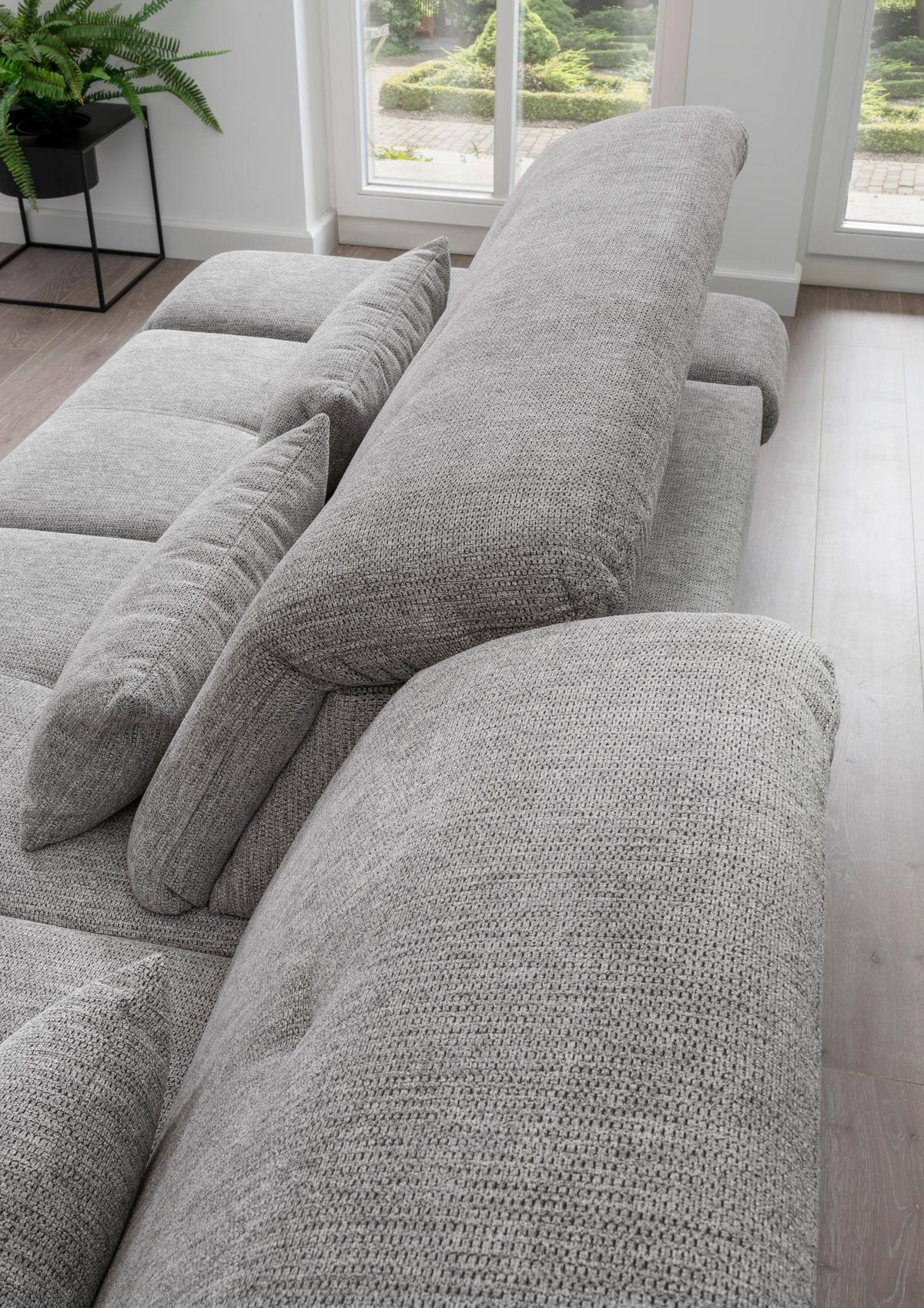 ECKSOFA Silberfarben Chenille  - Chromfarben/Silberfarben, Design, Textil/Metall (300/196cm) - Livetastic
