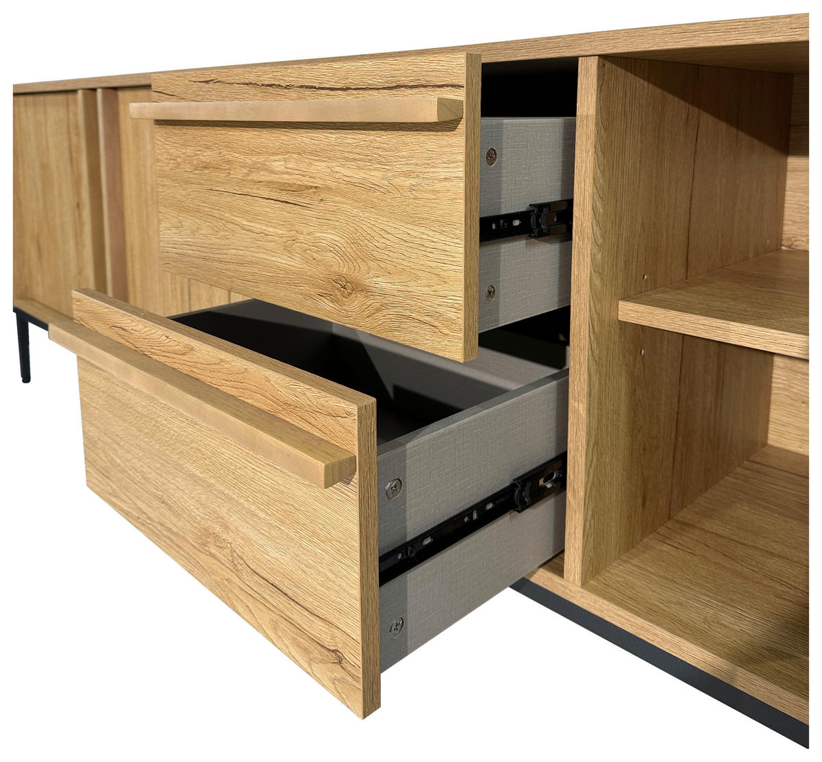 LOWBOARD WABI  in 180/60,5/40 cm  - Eichefarben/Schwarz, Design, Holz/Holzwerkstoff (180/60,5/40cm) - Xora