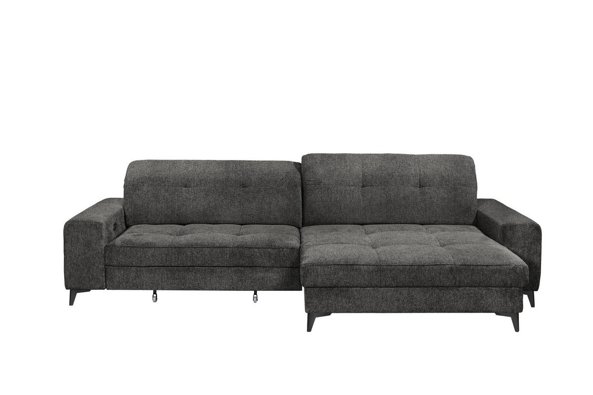 ECKSOFA SORELLA Graphitfarben Chenille Kopfteilverstellung, Sitztiefenverstellung  - Schwarz/Graphitfarben, Design, Kunststoff/Textil (328/182cm) - MID.YOU