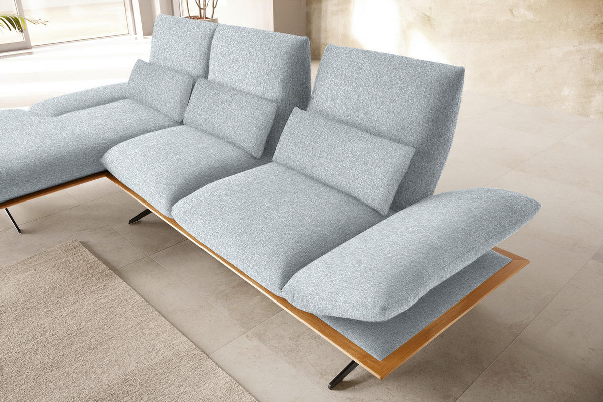 ECKSOFA in Flachgewebe Hellgrau  - Hellgrau/Schwarz, Design, Holz/Textil (159/314cm) - Dieter Knoll