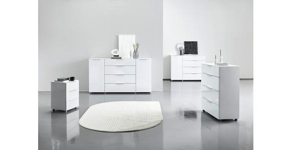 SIDEBOARD Santorin in 181,2/99/40,5 cm - Chromfarben/Weiß Hochglanz, Basics, Glas/Holzwerkstoff (181,2/99/40,5cm) - Voleo