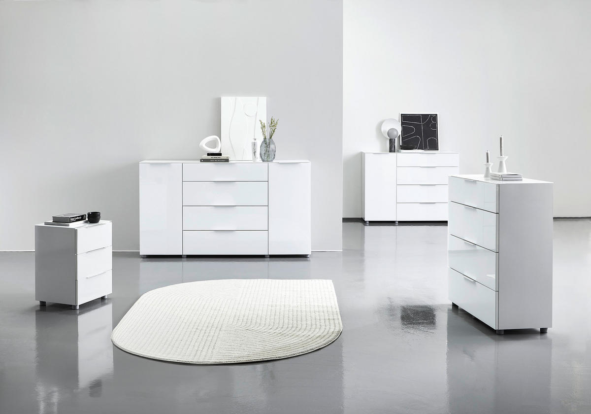 SIDEBOARD 181/101/40 cm  in Weiss Hochglanz  - Weiss Hochglanz/Chromfarben, Basics, Glas/Holzwerkstoff (181/101/40cm) - Voleo