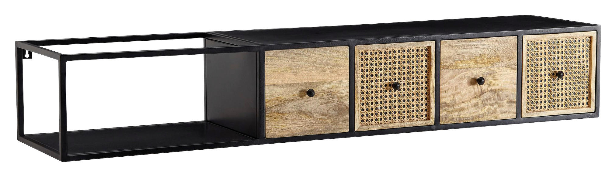 MID.YOU NÍZKÁ KOMODA, mangové dřevo, černá, 150/25/35 cm