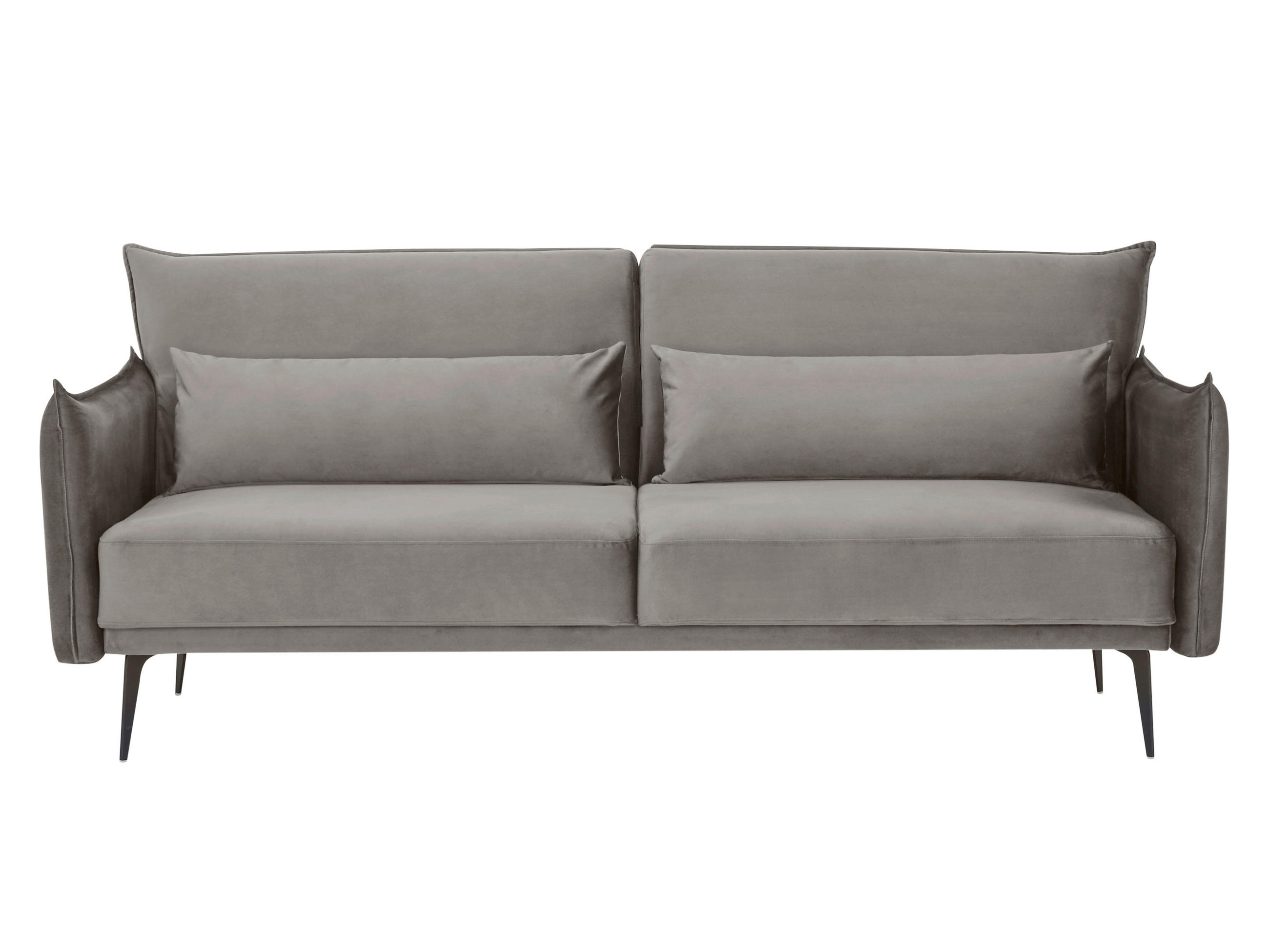 3-SITZER-SOFA Samt Grau  - Schwarz/Grau, MODERN, Textil/Metall (207/88/86cm) - Livetastic