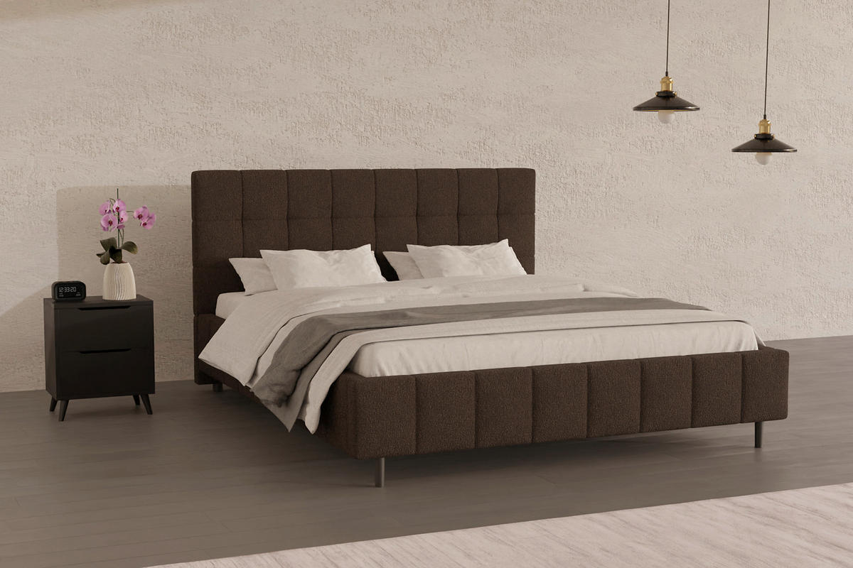 POLSTERBETT 180/200 cm  in Braun  - Schwarz/Naturfarben, MODERN, Holz/Textil (180/200cm) - MID.YOU