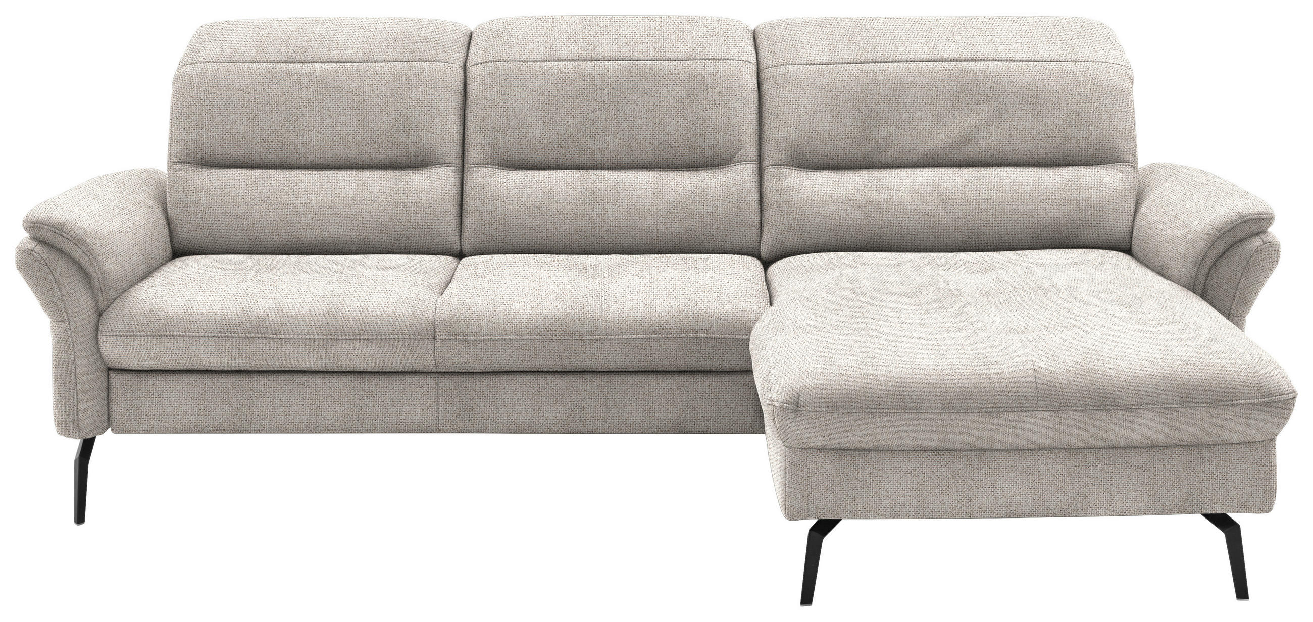 ECKSOFA in Flachgewebe Creme  260/181 cm  - Creme/Schwarz, KONVENTIONELL, Textil/Metall (260/181cm) - Beldomo Speed