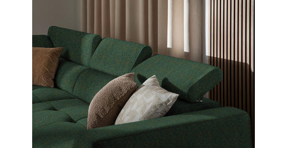 ECKSOFA in Struktur Grün 205/284 cm - Schwarz/Grün, Design, Kunststoff/Textil (205/284cm) - Xora