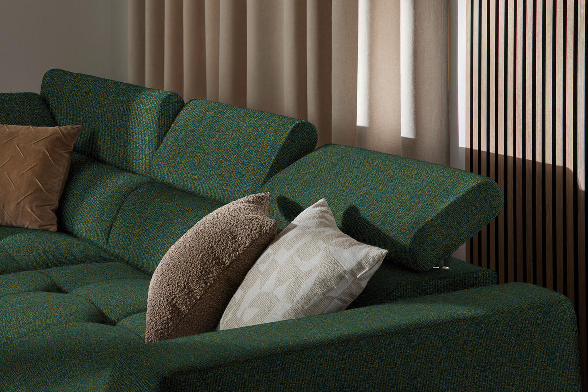 ECKSOFA in Struktur Grün  205/284 cm  - Schwarz/Grün, Design, Kunststoff/Textil (205/284cm) - Xora