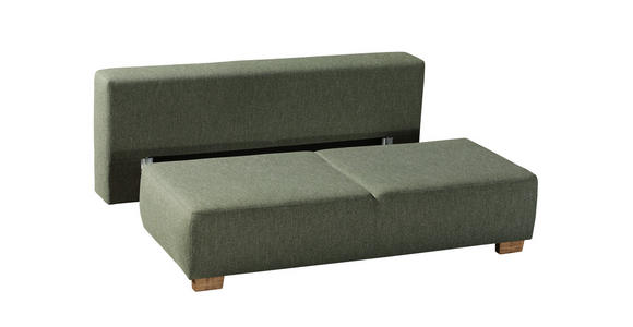 BOXSPRINGSOFA Grün Rückenkissen, Armlehnenkissen, Schlaffunktion, Rücken echt  - Naturfarben/Grün, MODERN, Holz/Textil (205/93/108cm) - Novel