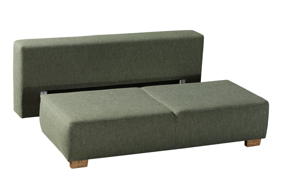 BOXSPRINGSOFA in Grün  - Naturfarben/Grün, Modern, Holz/Textil (205/93/108cm) - Novel