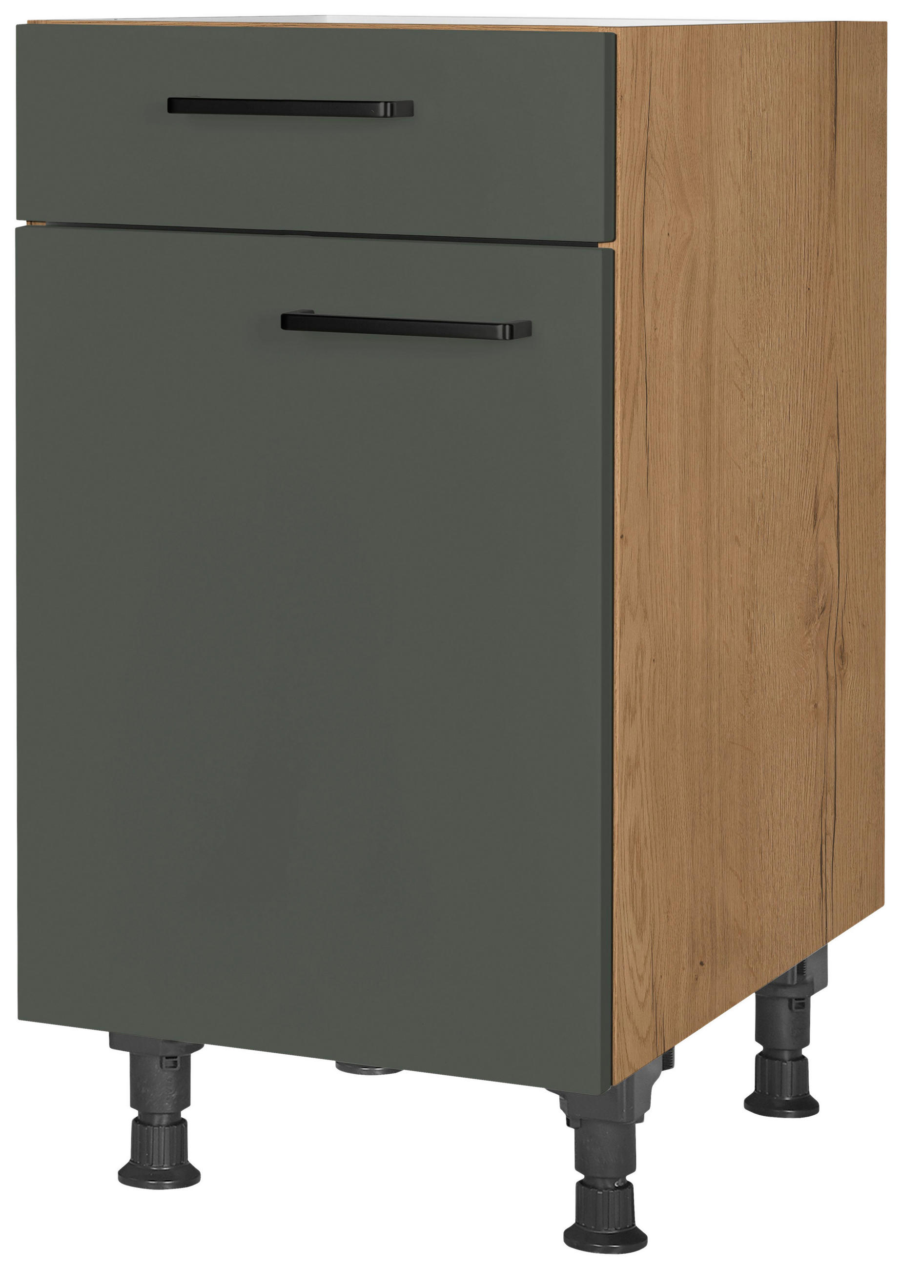Nobilia Schubkastenunterschrank Easytouch Grün, Eiche 45x87x56 cm