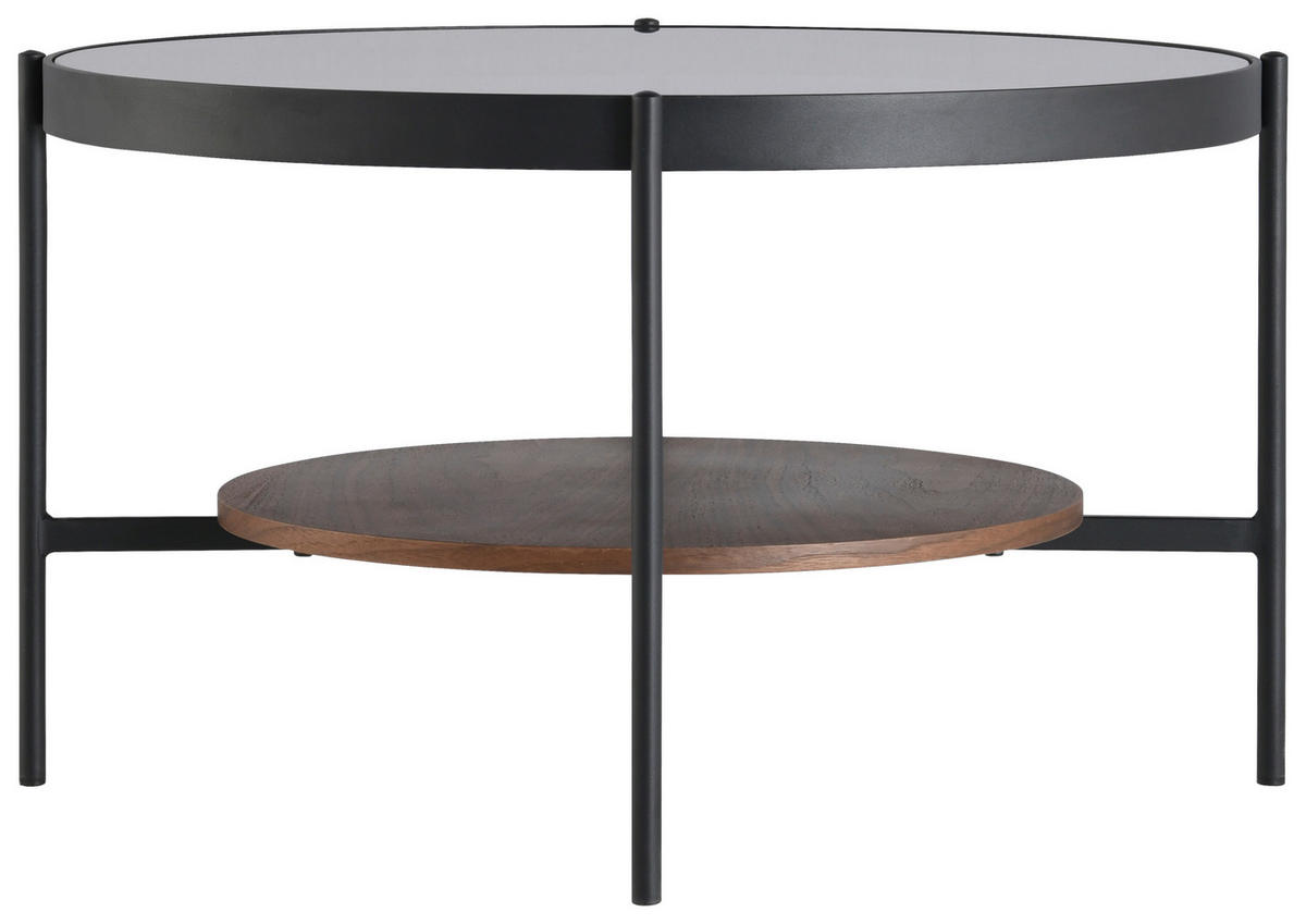 COUCHTISCH in Metall, Glas, Holzwerkstoff  - Schwarz/Naturfarben, Design, Glas/Holzwerkstoff (74/43/74cm) - MID.YOU