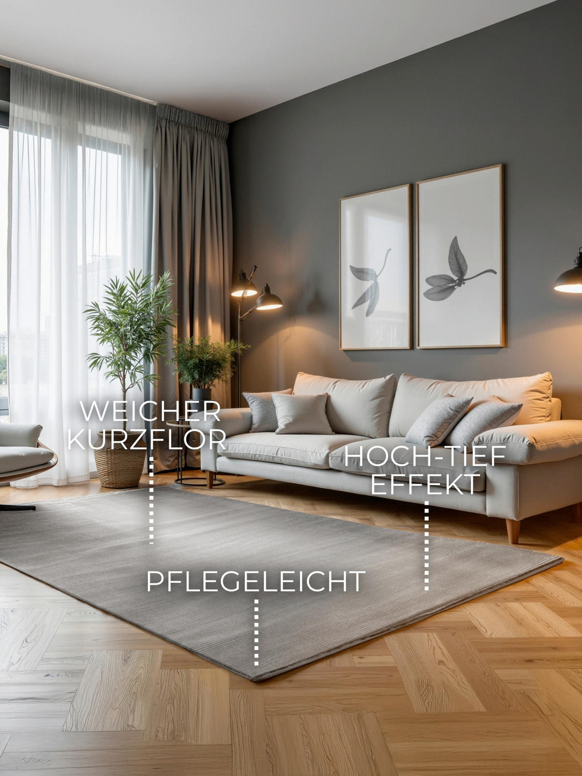 TEPPICH 120/170 cm Perles Creme, Grau  - Creme/Grau, Basics, Kunststoff (120/170cm) - Elle Decoration