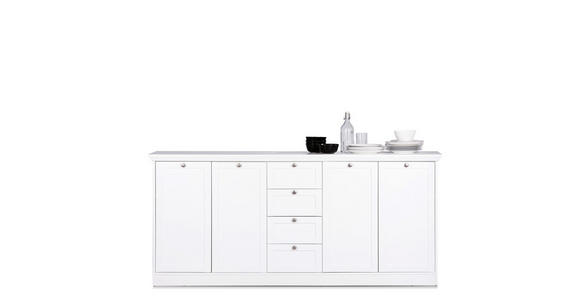 SIDEBOARD 200/90/40 cm in Weiß - Silberfarben/Weiß, LIFESTYLE, Holzwerkstoff/Metall (200/90/40cm) - Carryhome