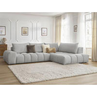 ECKSOFA Ottomane rechts  EVEREST Hellgrau Struktur  - Hellgrau/Schwarz, MODERN, Kunststoff/Textil (352/210cm) - Livetastic