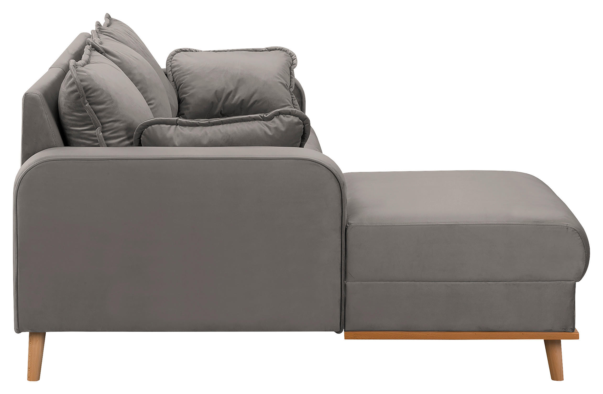 ECKSOFA in Mikrofaser Grau  150/230 cm  - Wengefarben/Grau, Design, Holz/Textil (150/230cm) - Livetastic