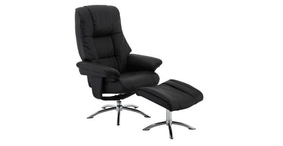 RELAXSESSELSET in Metall, Textil, Leder Schwarz, Chromfarben - Chromfarben/Schwarz, Design, Leder/Textil (78/98(114)/86(113)cm) - Cantus
